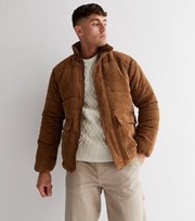 Only & Sons Rust Cord Puffer Jacket